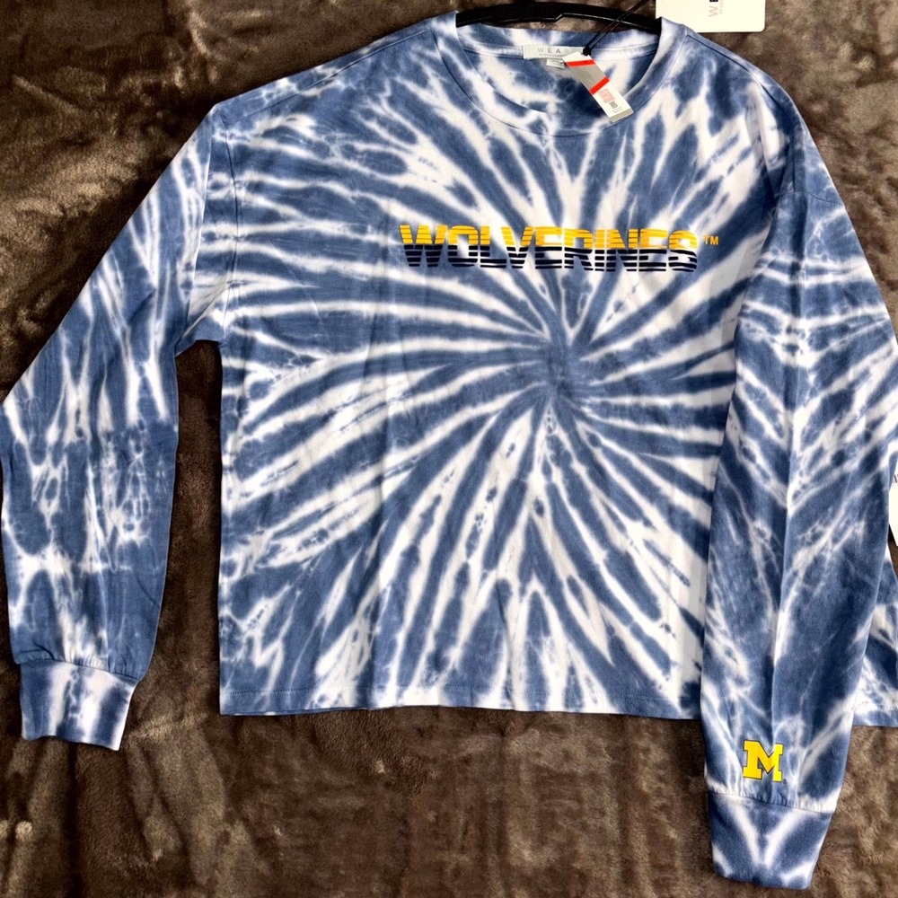 Michigan Wolverines Shirt Womens Medium Blue WEAR by Erin Andrews Football NCAA